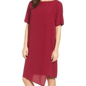 Eileen Fisher Red Silk Asymmetrical Hem Dress NWT